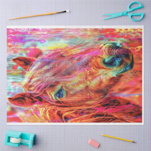 Waterkleur Levendige geschilderde Paard Decoupage Tissuepapier (Craft)