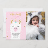 Waterkleur Llama Foto uitnodiging (Voorkant)