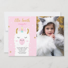 Waterkleur Llama Foto uitnodiging