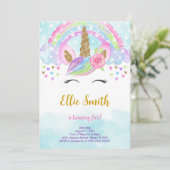 Waterkleur Magische Eenhoorn Uitnodiging (Staand voorkant)