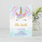 Waterkleur Magische Eenhoorn Uitnodiging (Staand voorkant)