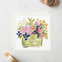 Waterkleur Mand met Fruit en Bloemen