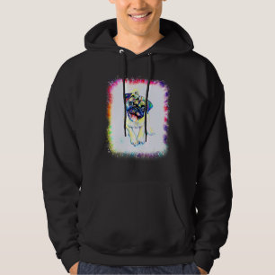 Waterkleur Mops Hond Jongen Meisje Tie Dye Bleek E Hoodie