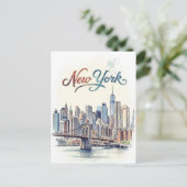 waterkleur new york briefkaart (Staand voorkant)
