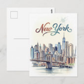 waterkleur new york briefkaart (Voorkant / Achterkant)