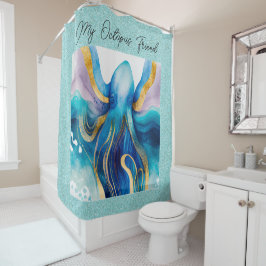 Waterkleur Octopus Douchegordijn