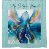Waterkleur Octopus Douchegordijn (Voorkant)
