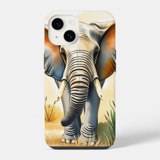 Waterkleur Olifant Close-up iPhone Hoesje (Achterkant)