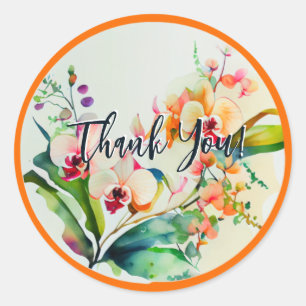 WATERKLEUR ONTWERP- OF CHID-STROMEN "DANK U" RONDE STICKER