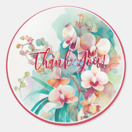 WATERKLEUR ONTWERP- OF CHID-STROMEN "DANK U" RONDE STICKER