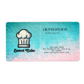 Waterkleur Oppervlakte Roze Enige Zijkant Logo Etiket (Voorkant)