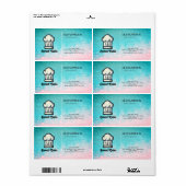 Waterkleur Oppervlakte Roze Enige Zijkant Logo Etiket (Full Sheet)