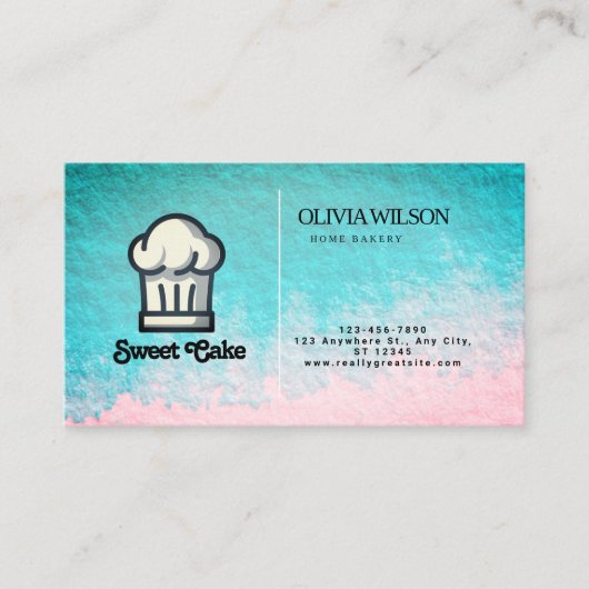 Waterkleur Oppervlakte Roze Enige Zijkant Logo Visitekaartje (Voorkant)