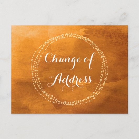 Waterkleur Oranje Briefkaarten voor adreswijziging (Voorkant)