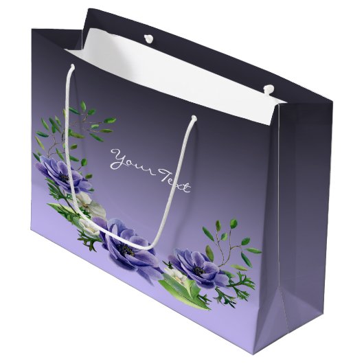 Waterkleur Paarse Bloemen Cadeautas (Voorkant Gekanteld)