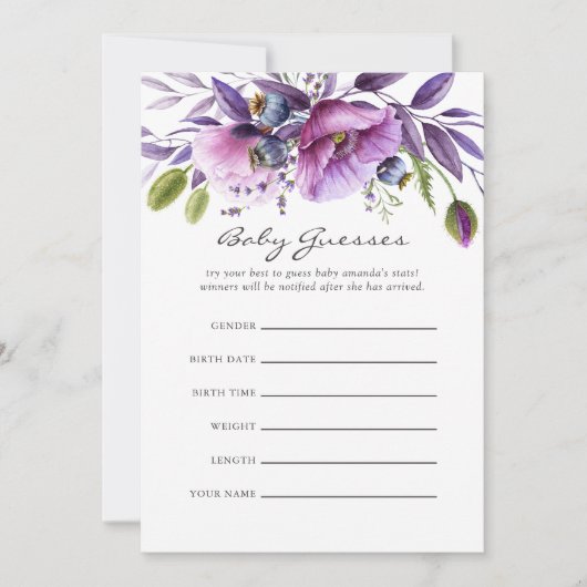 Waterkleur Paarse Klaproos Bloemenkinderfeestje Go Kaart (Voorkant)