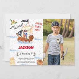 Waterkleur Pirate foto uitnodiging