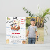 Waterkleur Pirate foto uitnodiging (Staand voorkant)