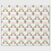 Waterkleur Preppy Luipaard Kerst Monogram Wapen Cadeaupapier (Vlak)