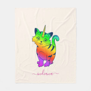 Waterkleur Regenboog Monogram Op Maat Fleece Deken
