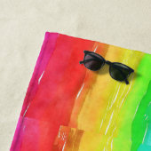 Waterkleur regenboog strepen ontwerp strandhanddoe strandlaken (In situ)