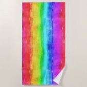 Waterkleur regenboog strepen ontwerp strandhanddoe strandlaken (Voorkant)