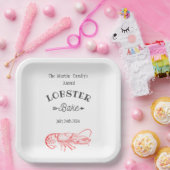  waterkleur - rode kreeft papieren bordje (Feest)