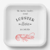  waterkleur - rode kreeft papieren bordje (Voorkant)