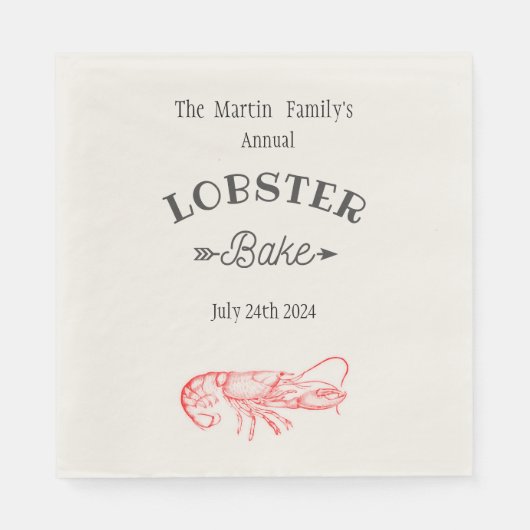 waterkleur - rode kreeft servet (Voorkant)