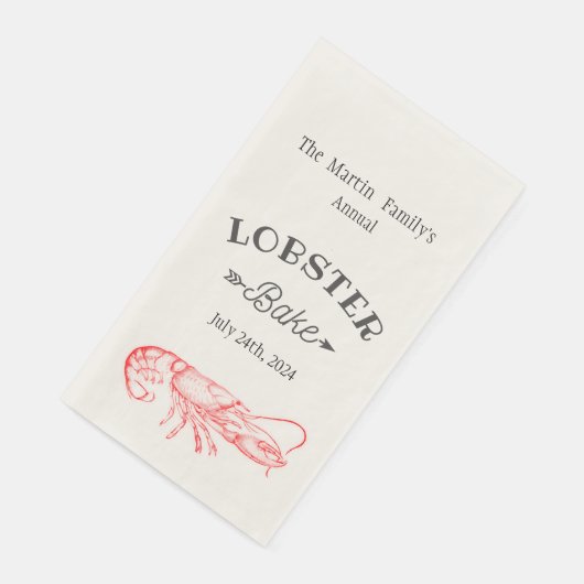 waterkleur - rode kreeft servet (Hoek)