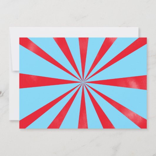 Waterkleur Rood & Blauw Circus Fotouitnodiging Kaart (Achterkant)