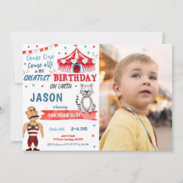 Waterkleur Rood & Blauw Circus Fotouitnodiging Kaart