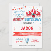 Waterkleur Rood & Blauw Circus Uitnodiging (Voorkant)