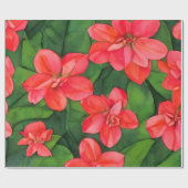 Waterkleur rood Ixora coccinea geïnspireerd Cadeaupapier (Vlak)