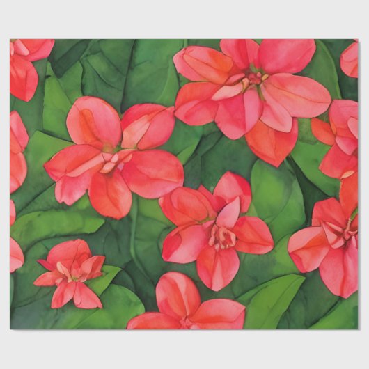 Waterkleur rood Ixora coccinea geïnspireerd Cadeaupapier (Vlak)