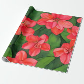 Waterkleur rood Ixora coccinea geïnspireerd Cadeaupapier (Uitgerold)