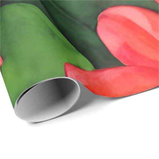 Waterkleur rood Ixora coccinea geïnspireerd Cadeaupapier (Rol Hoek)