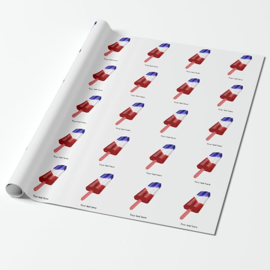 Waterkleur Rood Wit en Blauw Popsicle Cadeaupapier (Uitgerold)