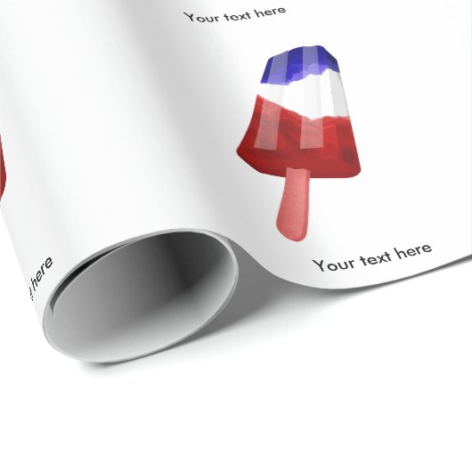 Waterkleur Rood Wit en Blauw Popsicle Cadeaupapier (Rol Hoek)