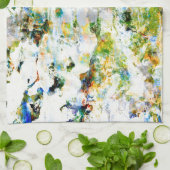 Waterkleur, roodbruine, roestachtige grafische vor theedoek (Gevouwen)