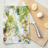 Waterkleur, roodbruine, roestachtige grafische vor theedoek (Quarter Fold)