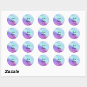 Waterkleur - roze blauw | rond ronde sticker (Vel)