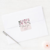 Waterkleur Roze Bloem Bruiloft Dank Je Vierkante Sticker (Envelop)