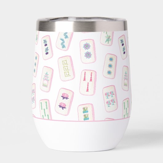 Waterkleur Roze en Groene Mahjong Tegels Monogram (Achterkant)