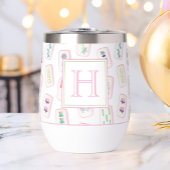 Waterkleur Roze en Groene Mahjong Tegels Monogram