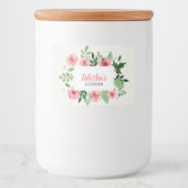 Waterkleur Roze Rozen Cookie Voedselcontainer Etiket (Voorkant)