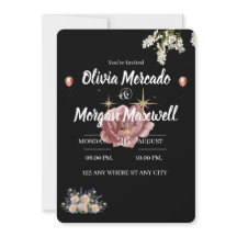 Waterkleur roze wilde bloem Bloemen zwart bruiloft