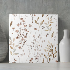 Waterkleur Rustige Bruine Winter Bloemige Botanisc Tegeltje