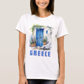 Waterkleur Santorini Griekenland modern en elegant T-shirt (Voorkant)