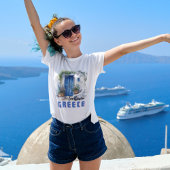 Waterkleur Santorini Griekenland modern en elegant T-shirt